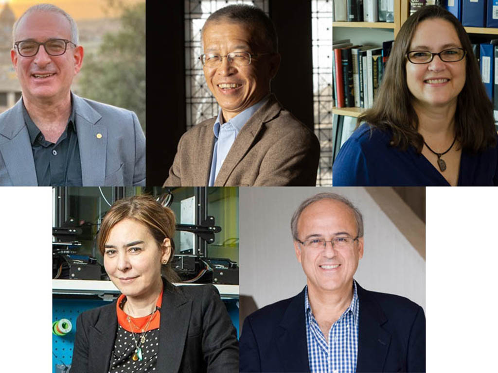 Headshots of the five newly elected NAS members in a photo collage, with three in an upper row and two in a lower row