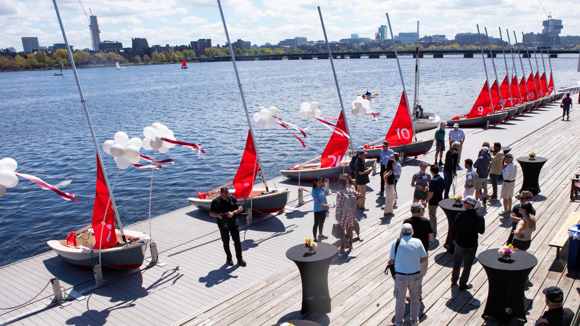 On May 11, a boat donated by MechE alumna and chair of the MIT Corporation Diane Greene SM ’78, was christened the “Chrys Chryssostomidis” in honor of Professor Chryssostomos Chryssostomidis. Greene and Chryssostomidis celebrated alongside members of the MIT community in a boat naming ceremony at the MIT Sailing Pavilion. 